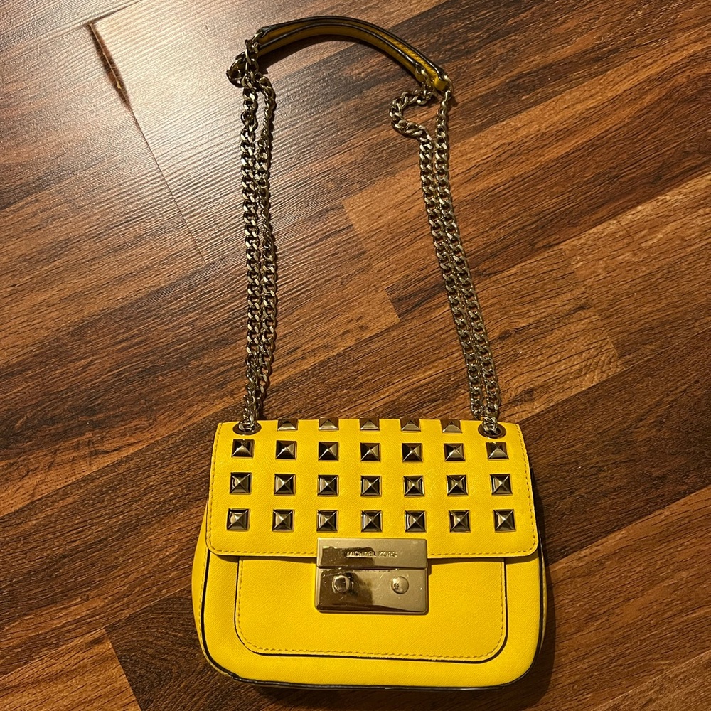 Michael Kors studded yellow crossbody